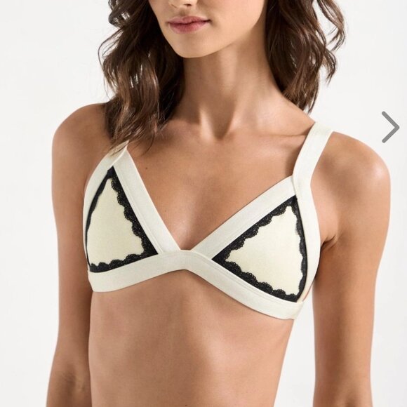 NWT OneOne Swimwear Bikini Set Holbox Cream Pearl Black Lace Jesse Kameron NEW - Picture 4 of 4